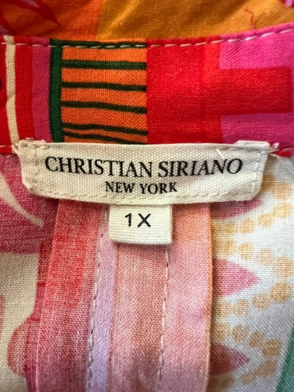 Christian Siriano Tropical Floral Print 3/4 Slv Button Dwn Shirt Woman's Size 1X - Picture 8 of 11